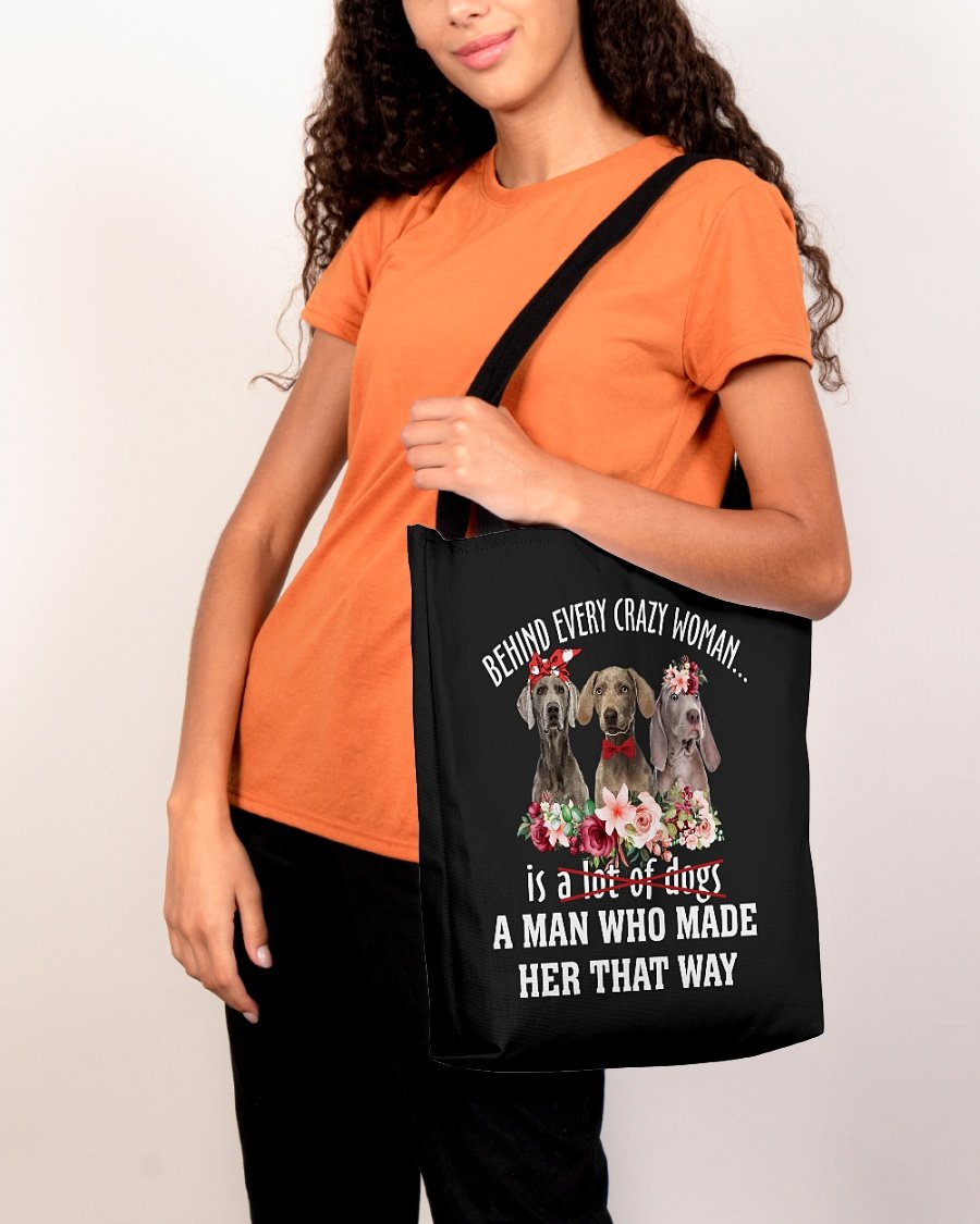 Weimaraner 1-Crazy Woman Cloth Tote Bag