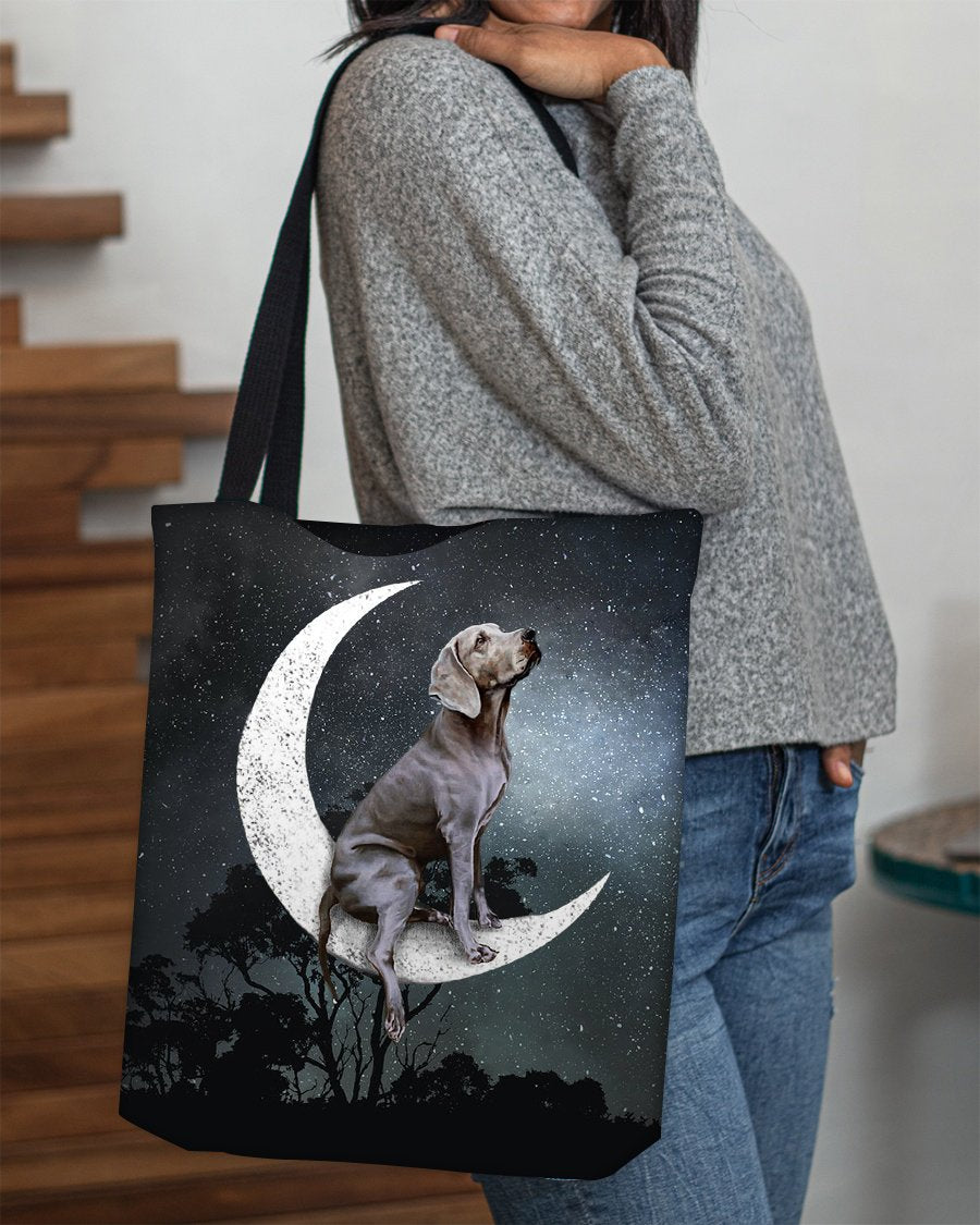 Weimaraner1-Sit On The Moon-Cloth Tote Bag