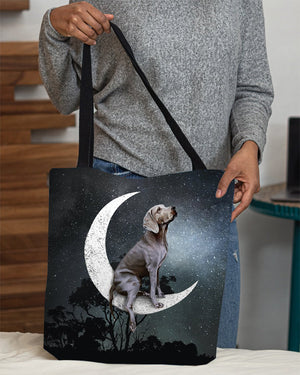 Weimaraner1-Sit On The Moon-Cloth Tote Bag