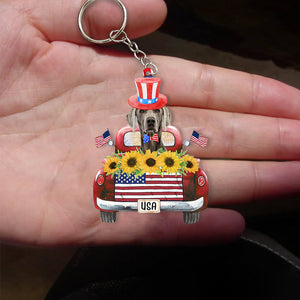Weimaraner 1-USA Truck Flat Acrylic Keychain