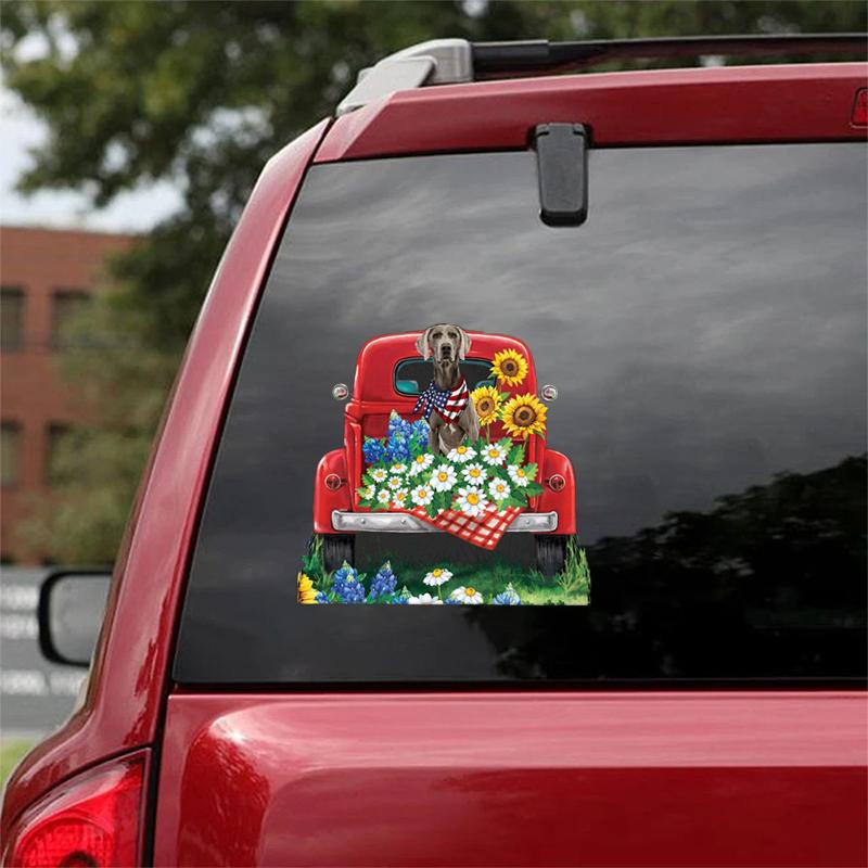 Flower Car Sticker-Weimaraner 1