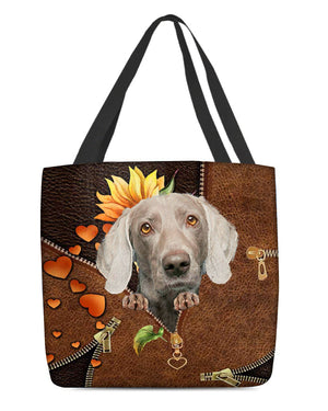 Weimaraner-Sunflower&zipper Cloth Tote Bag