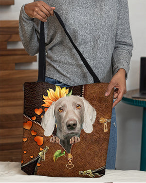 Weimaraner-Sunflower&zipper Cloth Tote Bag