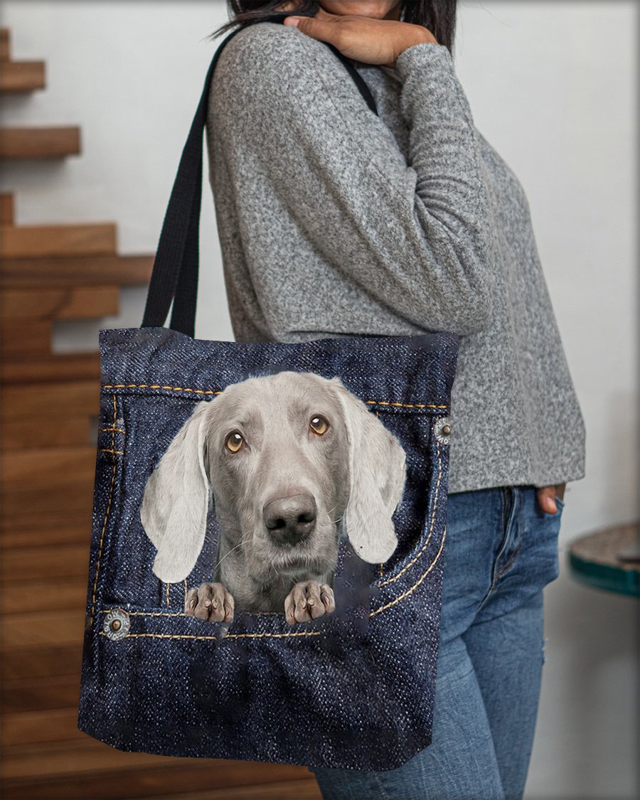 Weimaraner-Dark Denim-Cloth Tote Bag