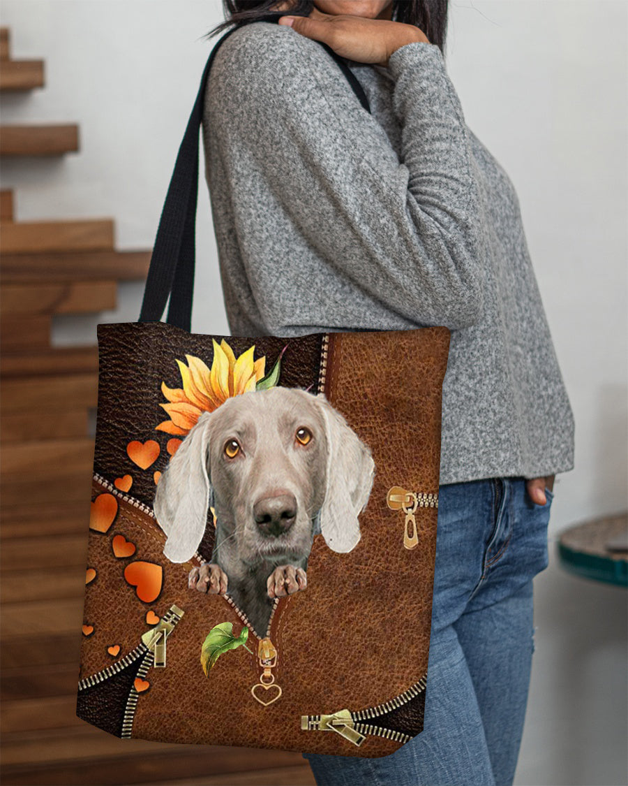 Weimaraner-Sunflower&zipper Cloth Tote Bag