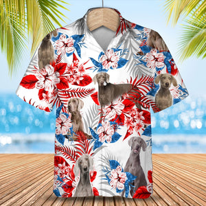 Weimaraner American Flag Hawaiian Shirt