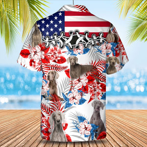 Weimaraner American Flag Hawaiian Shirt