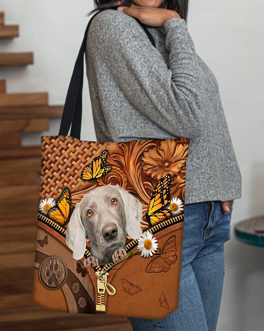 Weimaraner Butterfly Daisy Cloth Tote Bag