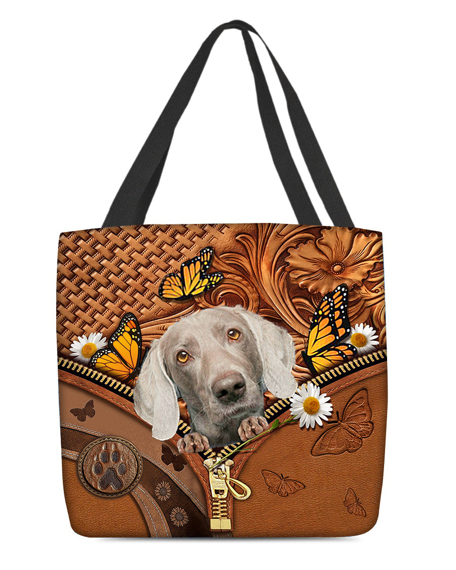 Weimaraner Butterfly Daisy Cloth Tote Bag