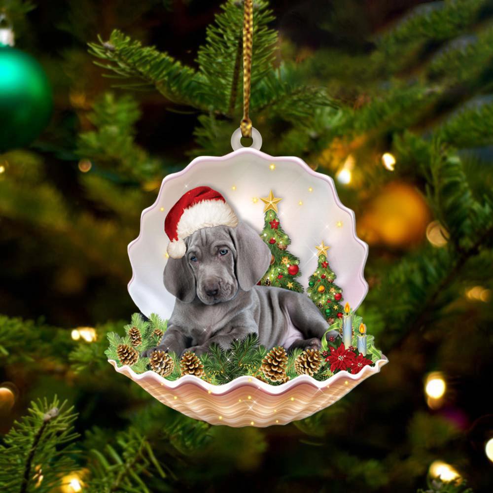 Weimaraner Lie In Seashell Xmas-Two Sided Ornament