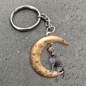 Weimaraner-Dog & Moon Flat Acrylic Keychain