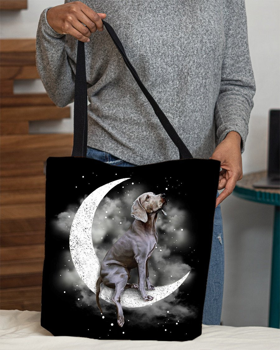 Weimaraner Sit On The Moon With Starts-Cloth Tote Bag