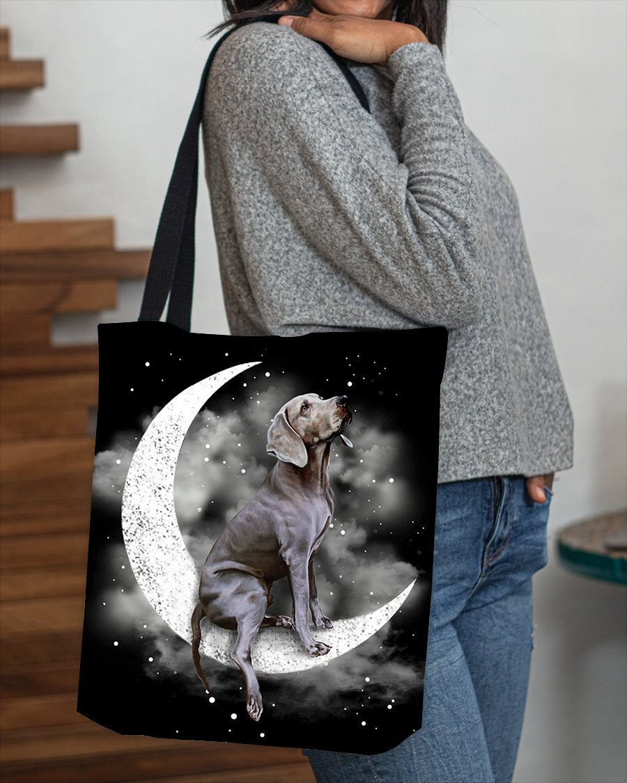 Weimaraner Sit On The Moon With Starts-Cloth Tote Bag