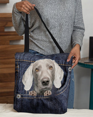 Weimaraner-Dark Denim-Cloth Tote Bag