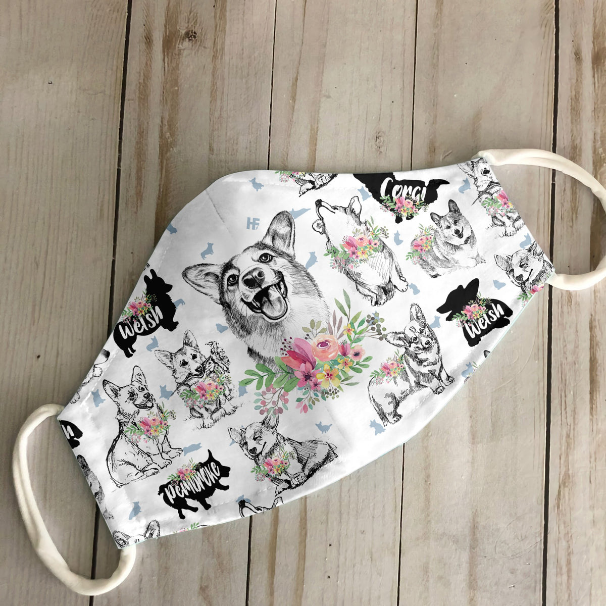 Pembroke Welsh Corgi Floral Vintage EZ10 2206 Face Mask