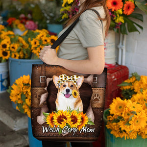 Welsh Corgi-Sunflower&Dog Mom Cloth Tote Bag