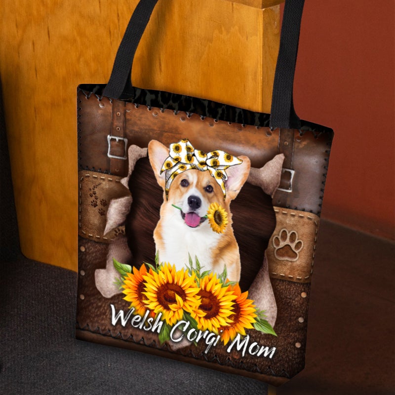 Welsh Corgi-Sunflower&Dog Mom Cloth Tote Bag