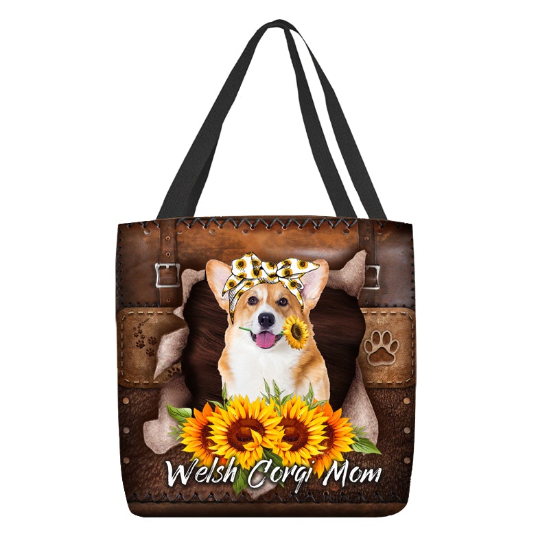 Welsh Corgi-Sunflower&Dog Mom Cloth Tote Bag