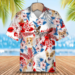 Welsh Corgi American Flag Hawaiian Shirt