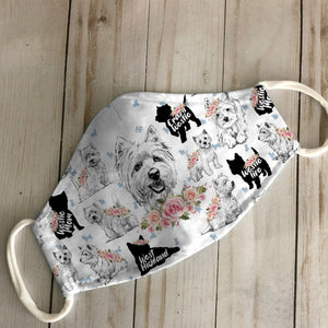 West Highland White Terrier Floral Vintage EZ07 2606 Face Mask