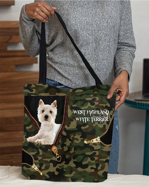 West-Highland-White-Terrier Camo Cloth Tote Bag