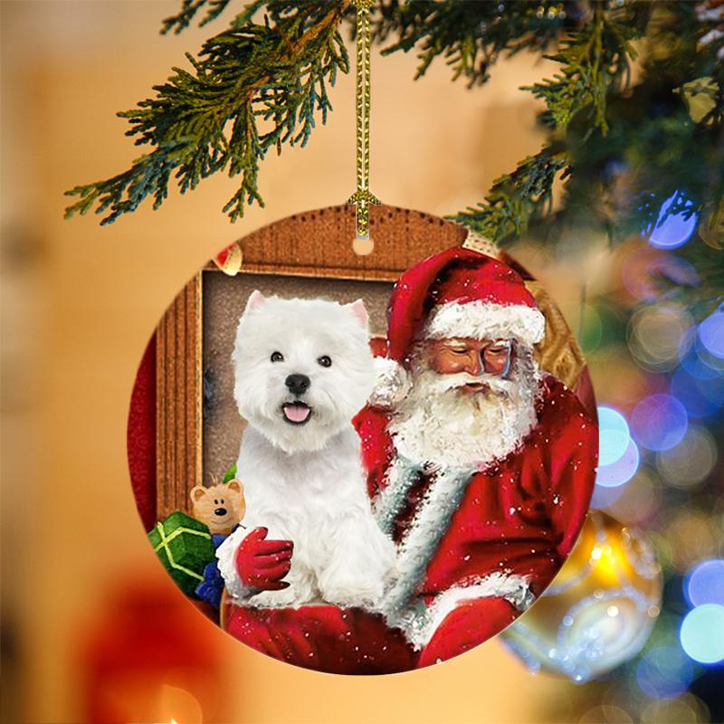 West Highland White Terrier With Santa Christmas Ornament