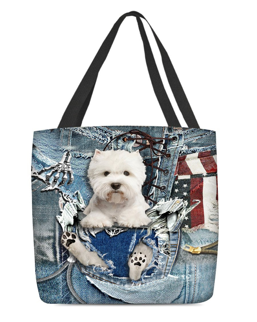 West Highland Dog-Ripped Jeans-Cloth Tote Bag