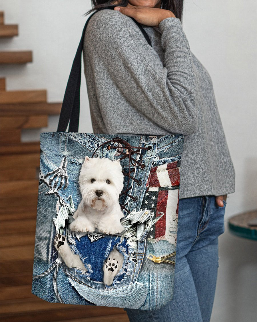 West Highland Dog-Ripped Jeans-Cloth Tote Bag