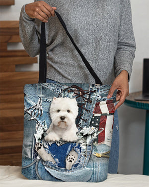 West Highland Dog-Ripped Jeans-Cloth Tote Bag