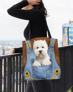 West Highland Dog And Sunflower-Cloth Tote Bag