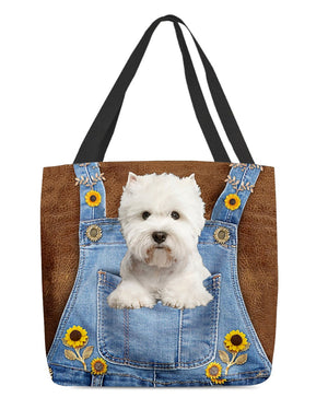 West Highland Dog And Sunflower-Cloth Tote Bag