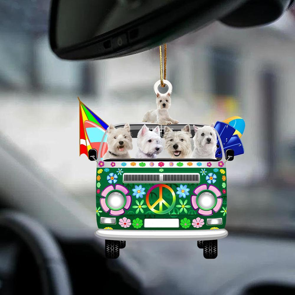 West Highland White Terrier-Green Hippie Van-Two Sided Ornament