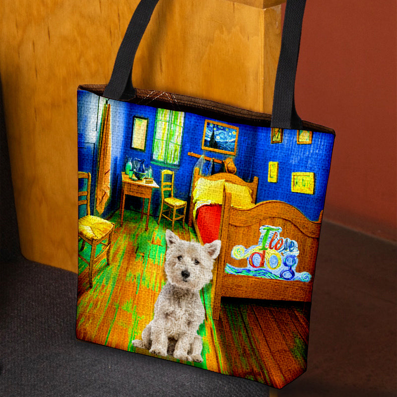 West Highland White Terrier in the bedroom 2 -Cloth Tote Bag