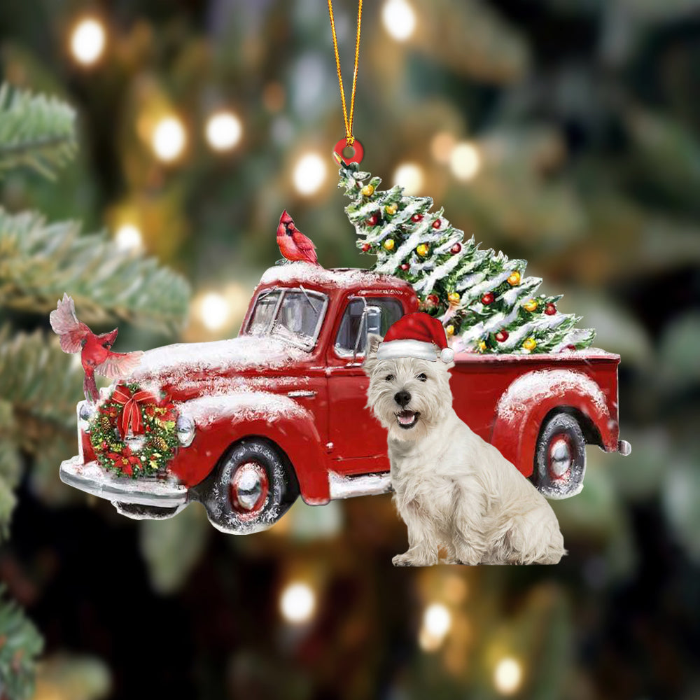 West Highland White Terrier-Cardinal & Truck Two Sided Ornament