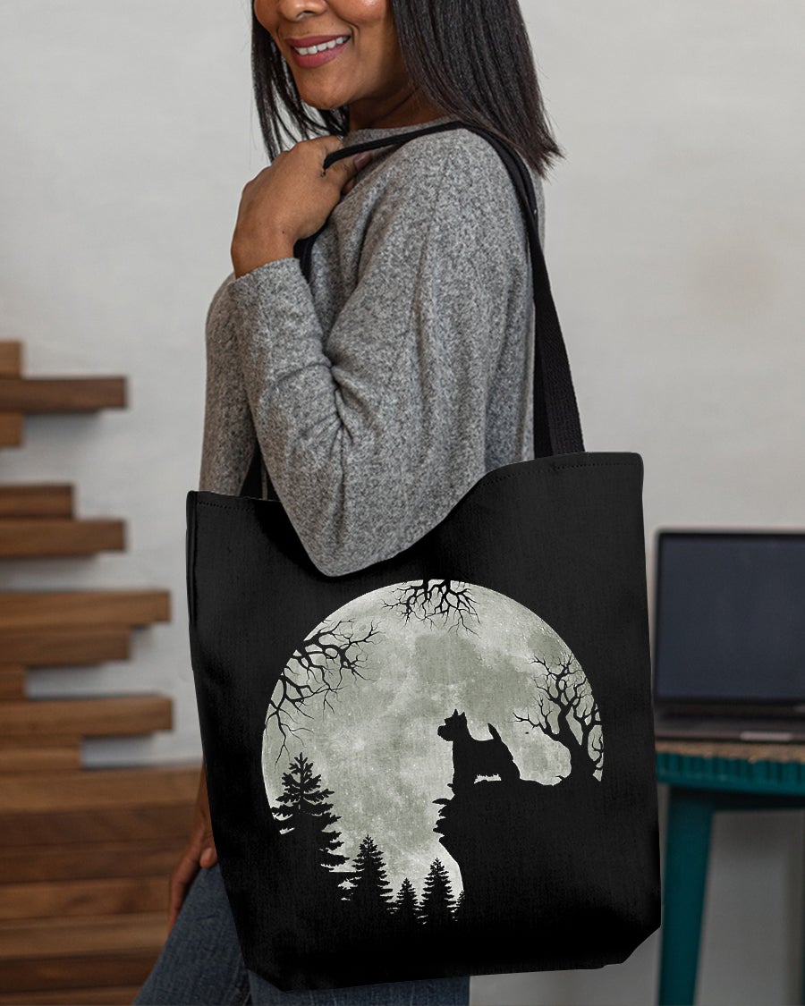 West Highland White Terrier-Night Moon Cloth Tote Bag