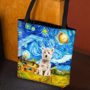 West Highland White Terrier-Oil Painting-Cloth Tote Bag