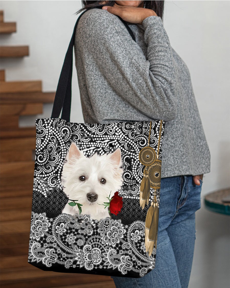 West Highland White Terrier-Rose Cloth Tote Bag