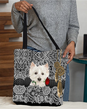 West Highland White Terrier-Rose Cloth Tote Bag