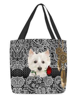 West Highland White Terrier-Rose Cloth Tote Bag