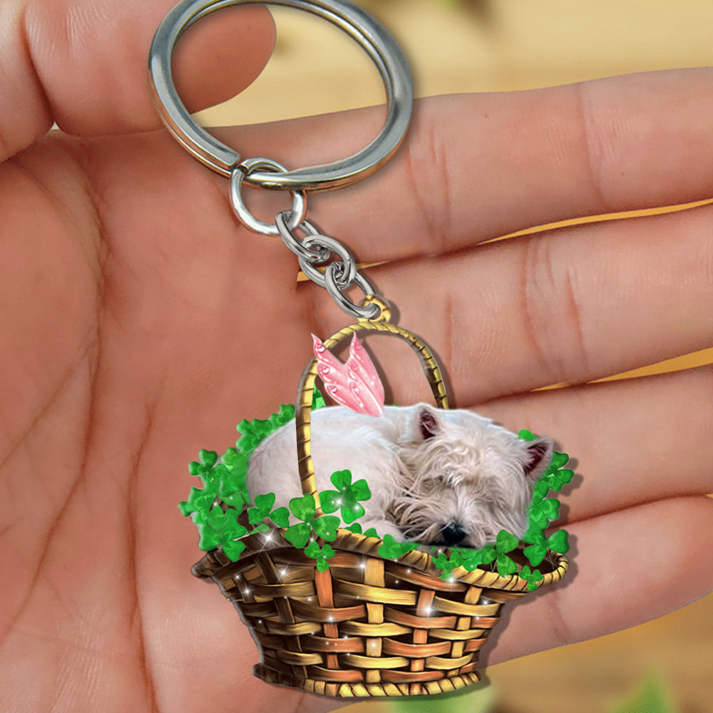 West Highland White Terrier-Sleeping Lucky Fairy Flat Acrylic Keychain