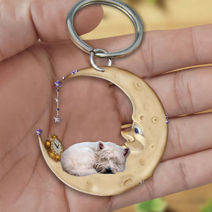 West Highland White Terrier-Sleeping on the moon Keychain