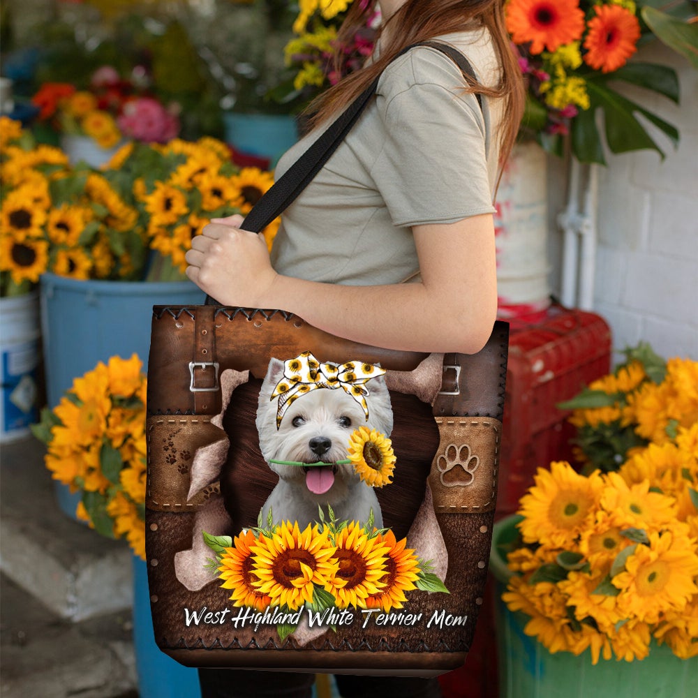 West Highland White Terrier-Sunflower&Dog Mom Cloth Tote Bag