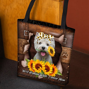 West Highland White Terrier-Sunflower&Dog Mom Cloth Tote Bag