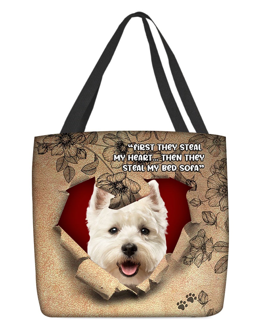 West Highland White Terrier-Torn Cloth Tote Bag