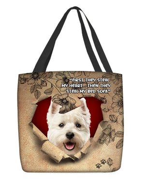 West Highland White Terrier-Torn Cloth Tote Bag