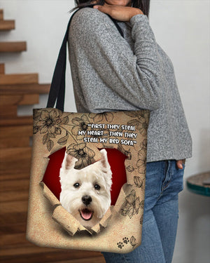 West Highland White Terrier-Torn Cloth Tote Bag