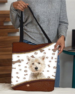 West Highland White Terrier-Zipper Texture-Cloth Tote Bag