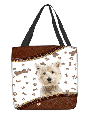 West Highland White Terrier-Zipper Texture-Cloth Tote Bag