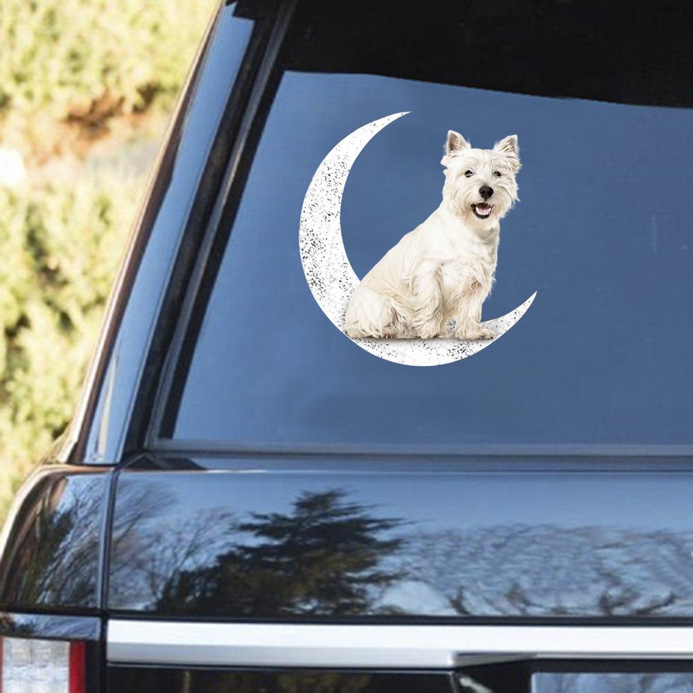 West Highland White Terrier 2-Sit On The Moon Decal