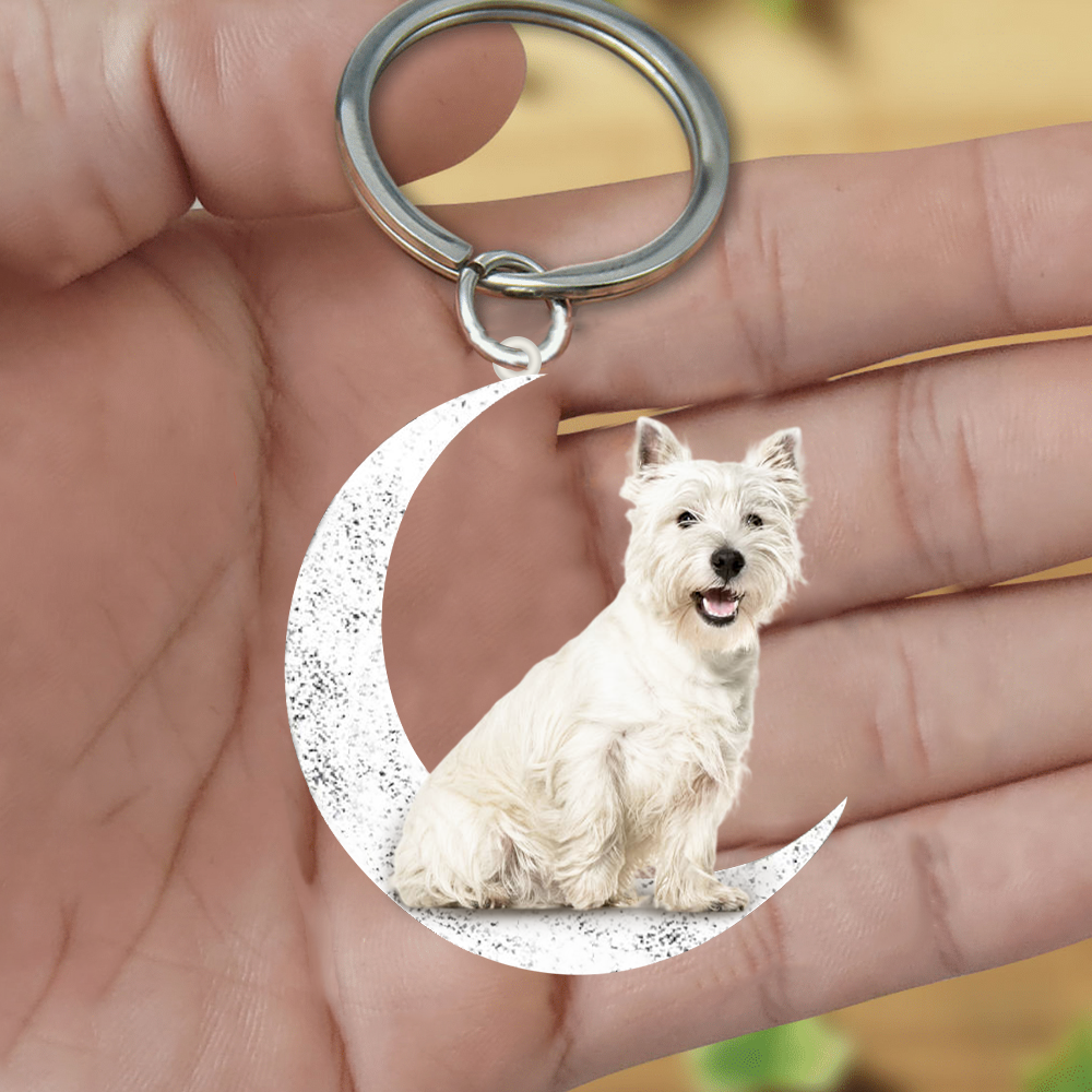 West Highland White Terrier 2-Sit On The Moon Keychain